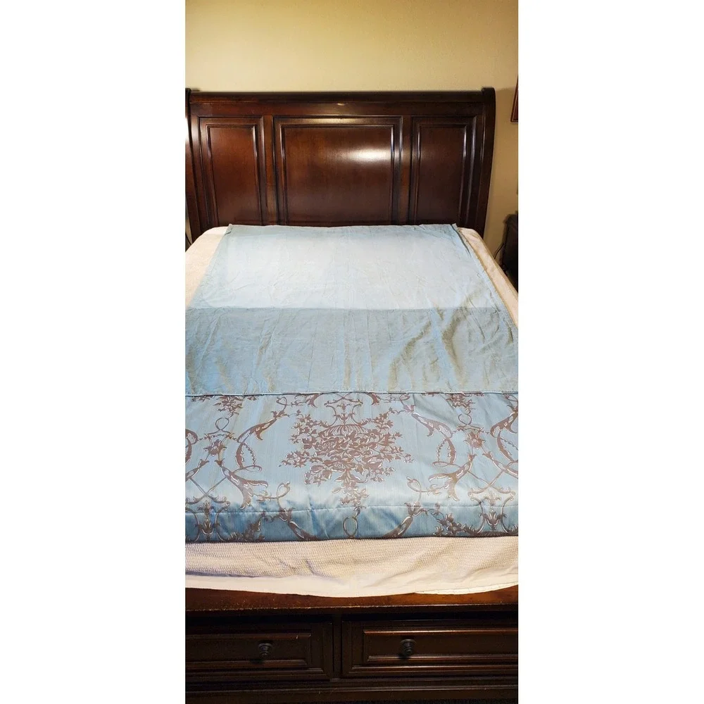 Vtg Springmaid Curtain 1 Panel 50x84 Sage Green Blue Floral Retro Lined‎